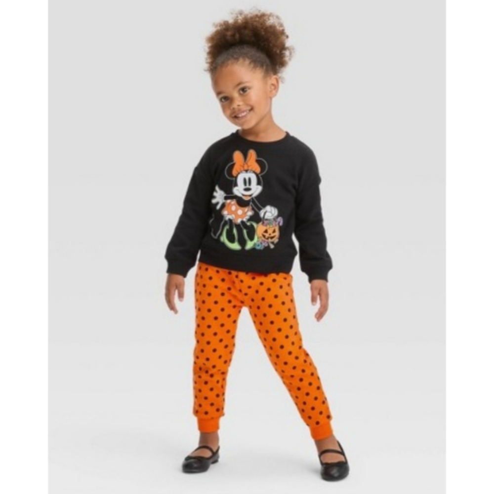 Toddler Girls' Disney Minnie Mouse Halloween Fleece Top and Bottom Set